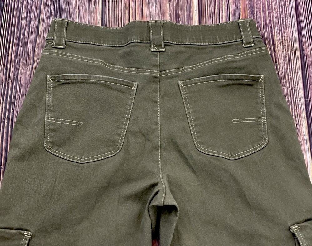 💋 Democracy Ab Technology Wide Leg Cargo Green Ankle Pants Womens Size 14
